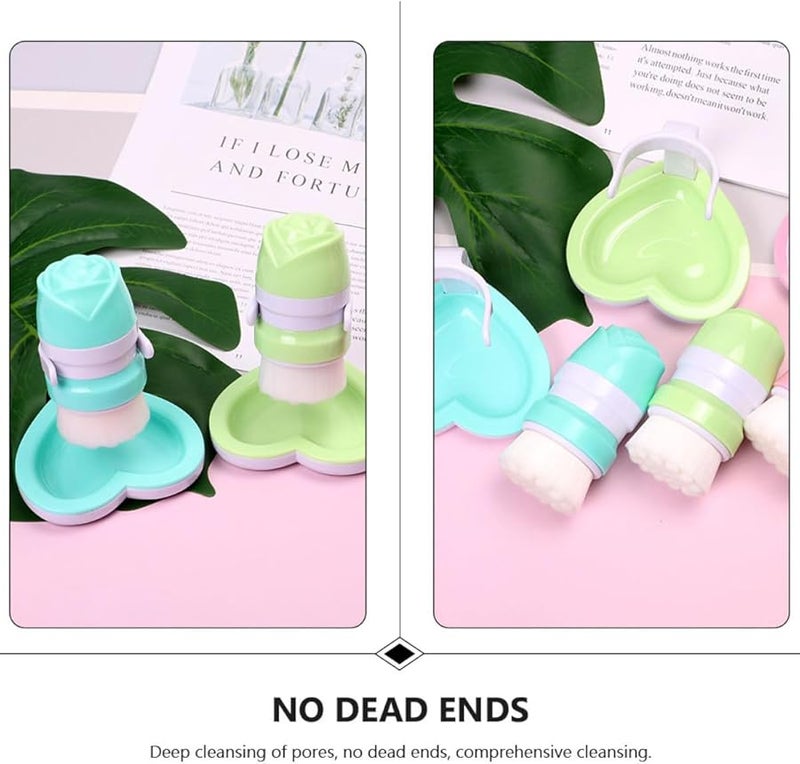 Heart Shaped Stand Double Headed Facial Cleansing Brush Manual Face Scrubber Portable Home Use - Image 5